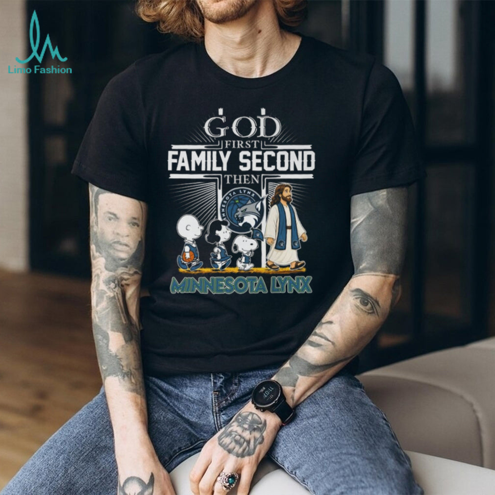 Minnesota Lynx Peanuts Characters Jesus God First Family Second Shirt