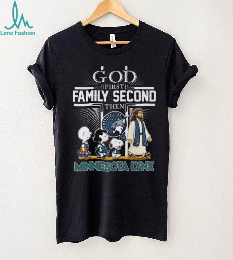 Minnesota Lynx Peanuts Characters Jesus God First Family Second Shirt