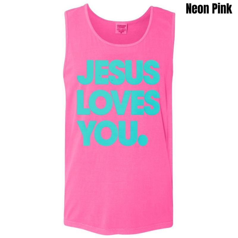 Mint Jesus Loves You PUFF Comfort Colors Tank Top T-Shirts, Hoodie, Sweatshirt | PureTeeCo.com