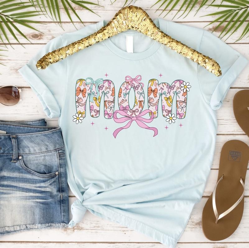 Mom with Bows Tshirt Hoodie, Sweatshirt | PureTeeCo.com