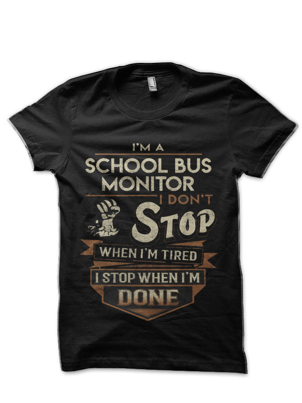 Monitor T Shirt School Bus Monitor Factors School Bus Daily Gift Item Tee Black T-Shirt Hoodie, Sweatshirt | PureTeeCo.com