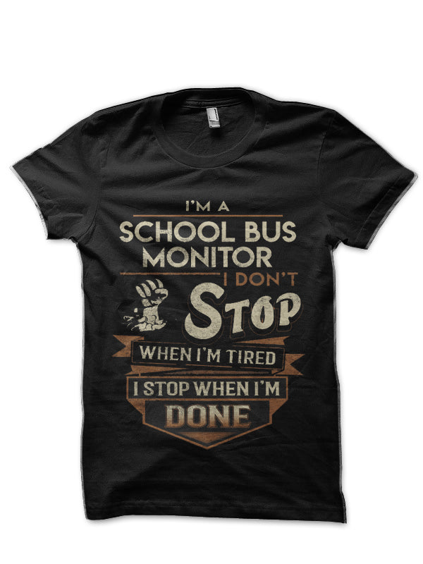 Monitor T Shirt School Bus Monitor Factors School Bus Daily Gift Item Tee Black T-Shirt Hoodie, Sweatshirt | PureTeeCo.com