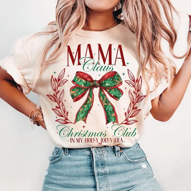 Mooey Christmas Cow Lover Club TShirt, Christmas Season, Christmas Highland Cow Unisex Women's Top in 100% Cotton