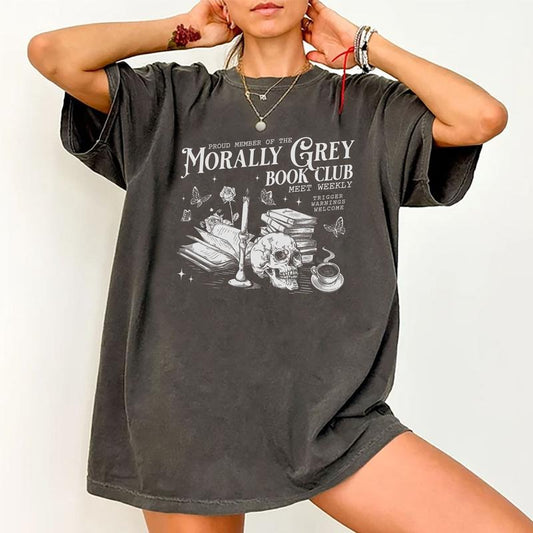 Morally Grey Book Club Shirt, Dark Romance T-shirt, Spicy Book Graphic Printed Tee, Book Lover Shirt, Bookish Tee