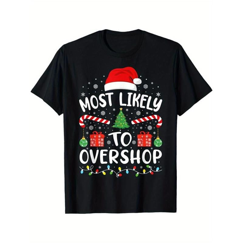 Most Likely To Overshop Shopping squad family Joke Christmas T-Shirt, Cotton, Gift for Men Women Dad Mom Friends Made in...