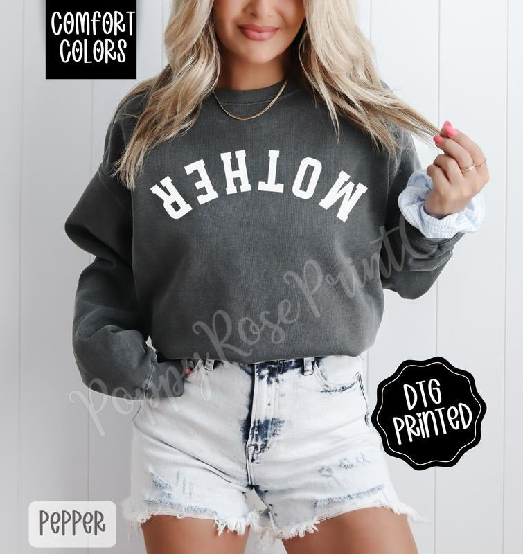 Mother Comfort Colors Sweatshirt, Trendy Women's Crewneck T-Shirts, Hoodie | PureTeeCo.com