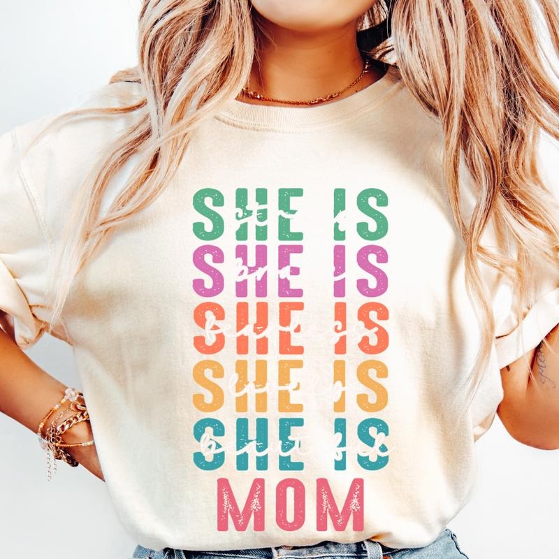 Mother's Day Gift, She is Mom, Mama Oversized Tee, Motivational shirt for her, Mom Shirts, Casual Wear Cute Minimalist Retro Lady