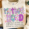 Motherhood Coquette Bow Checker Shirt, Neon Mother hood Shirt, Funny Mom Hoodie, Sweatshirt | PureTeeCo.com
