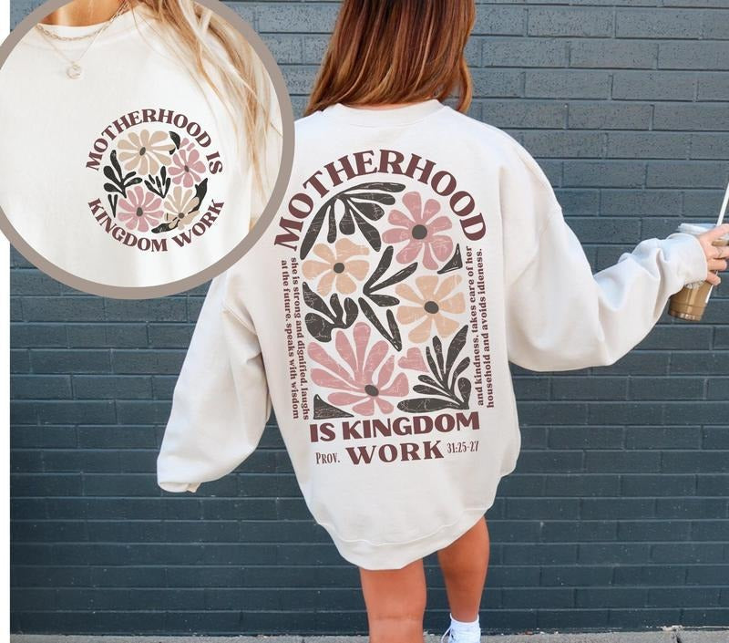 Motherhood Is Kingdom Work Shirt  Mother'S Day Gift Shirt Christian Shirt Hoodie, Sweatshirt | PureTeeCo.com