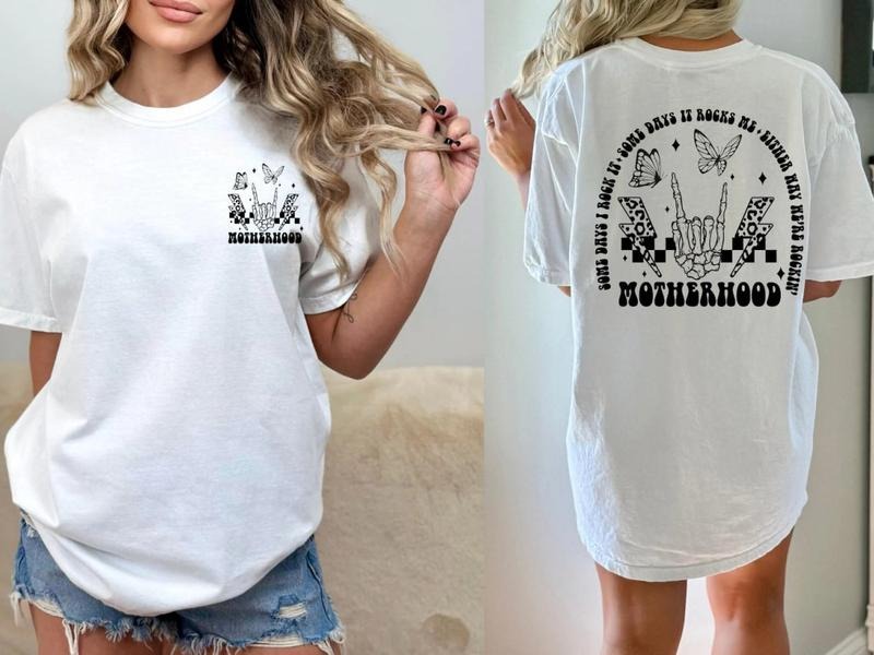 Motherhood Rock Skeleton Tee Shirt, Some Days I Rock It Sweatshirt, New Mama Shirt, Cool Mom Skeleton T-Shirt, Mom Life...