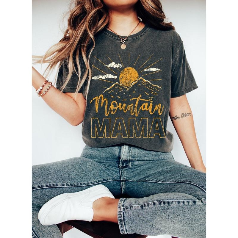 Mountain Mama Shirt,Camping Tee, Cute 70s ,Mountain Mom,Mom Hiking Shirt Hoodie, Sweatshirt | PureTeeCo.com