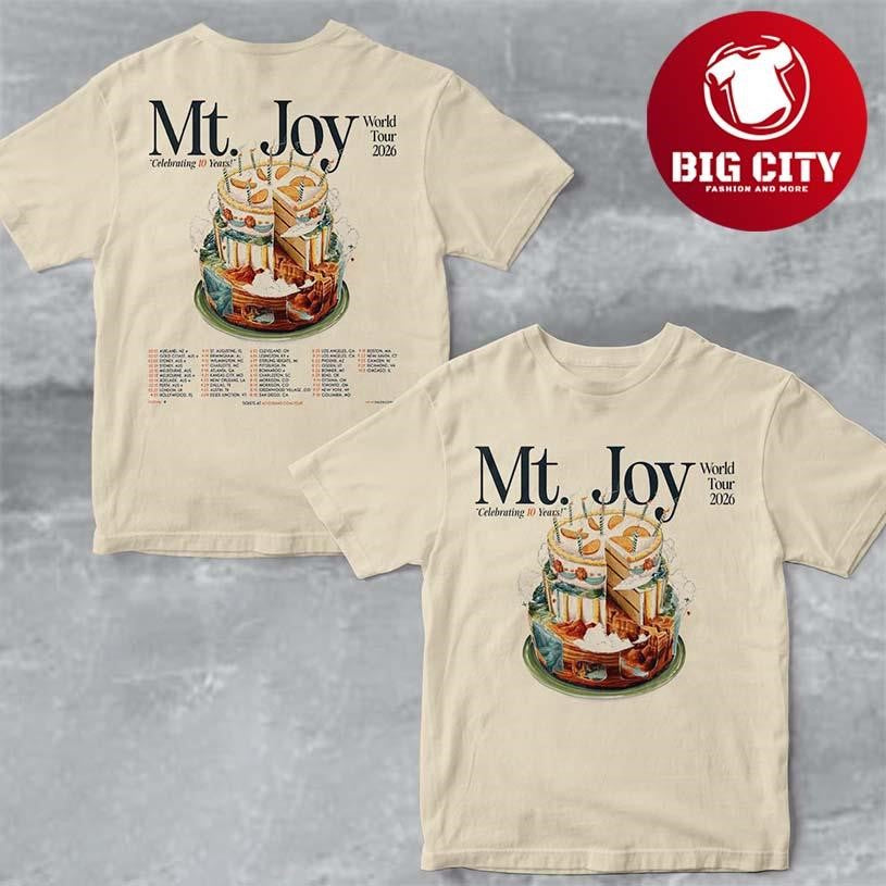 Mt Joy Celebrating 10 Years World Tour 2026 North America City Dates Two Sided Shirt