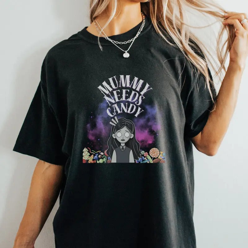 Mummy Needs Candy Funny Halloween Oversized Tshirt Gift For Mommy Halloween  Funny Shirt Oversized Zombie Tee Hoodie,...