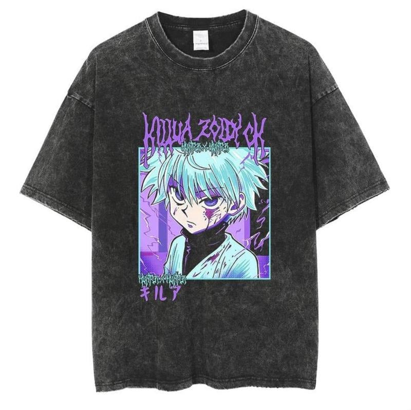 Murderer Vintage Shirt Killua Zoldyck Hunter x Hunter Anime Manga Merch Men's Top Short Sleeve Graphic Fitted Crew Neck...