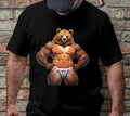 Muscle Bear Graphic T-Shirt, Funny Bear Cartoon Shirt, Men's Novelty Tee, Cool Bear Wrestling Mask Art, Unique Graphic...