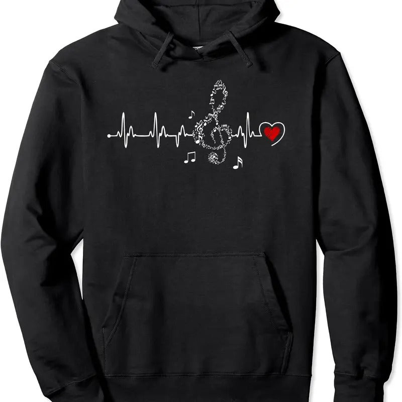 Music Heartbeat Clothing for Music Lovers Pullover Hoodie T-Shirts, Sweatshirt | PureTeeCo.com