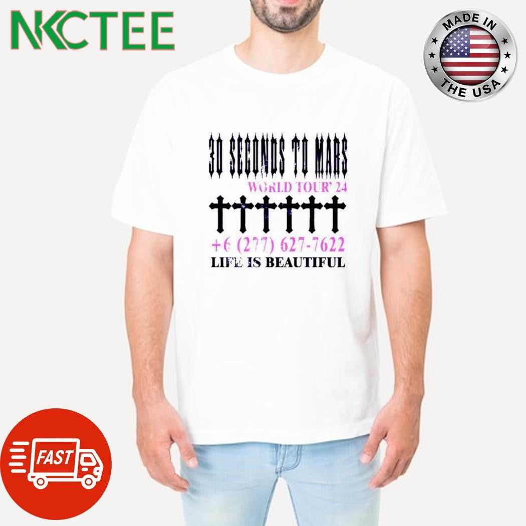 30 seconds to mars world tour 2024  Life Is Beautiful Holy Ghost shirt