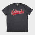 Nebraska Volleyball Script Vintage Heavyweight Tee Hoodie, Sweatshirt | PureTeeCo.com (Image 1)