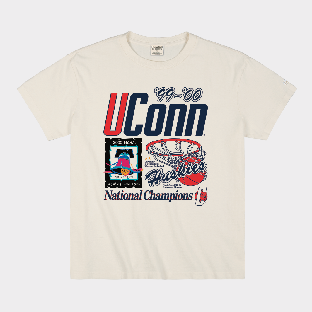 UConn Women's Basketball 2000 NCAA Champions Heavyweight Tee Hoodie, Sweatshirt | PureTeeCo.com