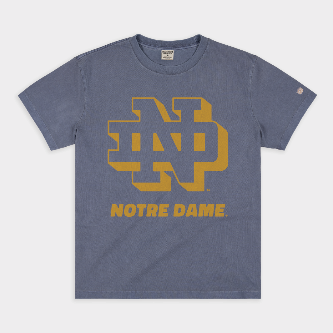 Notre Dame Retro Monogram Vintage Heavyweight Tee Style001 Hoodie, Sweatshirt | PureTeeCo.com (Image 1)