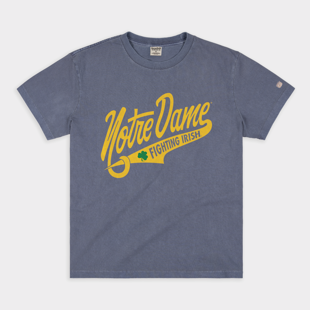 Notre Dame Throwback Script Vintage Heavyweight Tee Style001 Hoodie, Sweatshirt | PureTeeCo.com (Image 1)