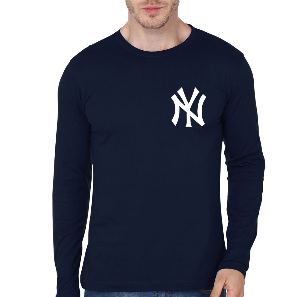 NY Navy Blue Full Sleeve T-Shirt Hoodie, Sweatshirt | PureTeeCo.com