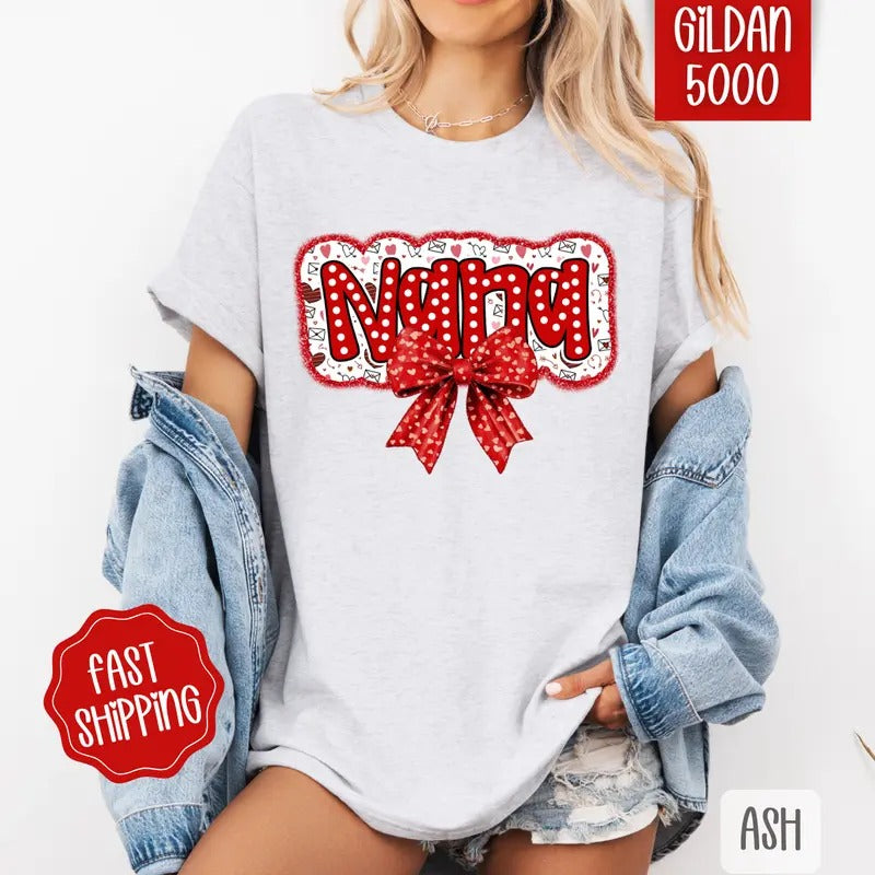 Nana Valentine Shirt Gildan, Valentine's Day Women's Tee, Cute Women's Tshirt Plus Sizes Hoodie, Sweatshirt | PureTeeCo.com