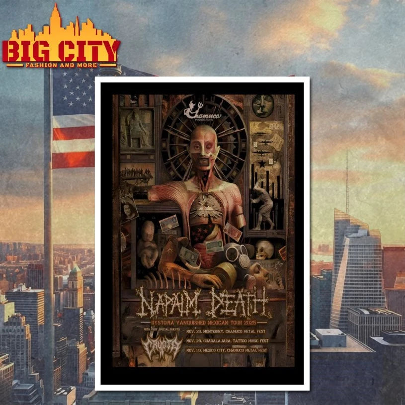 Napalm Death Dystopia Vanquished Mexican 2025 Shows Poster shirt