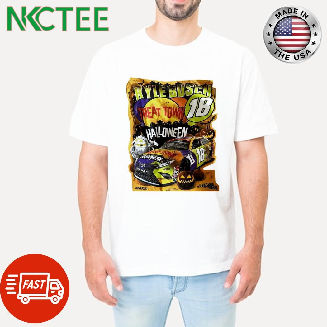 Nascar Halloween Kyle Busch pumpkin treat town 18 car shirt