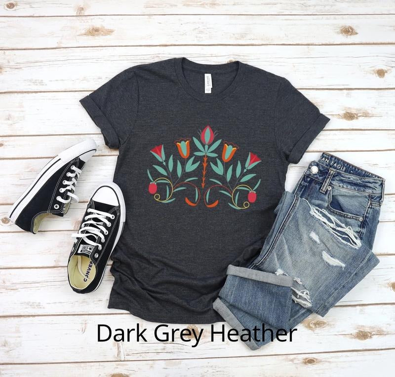 Native American Inspired Floral Design T-Shirt, Native American Style Flowers Sweatshirt, Women's Shirt Hoodie