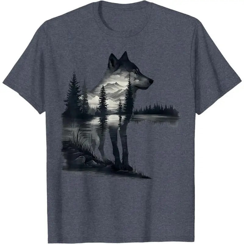 Nature Mountains Adventure Wolf Outdoor Wildlife Forest T-Shirt Hoodie, Sweatshirt | PureTeeCo.com