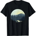 Navy Sunrise Mountain and Forest Scene Silhouette Graphic T-Shirt Made in USA Hoodie, Sweatshirt | PureTeeCo.com