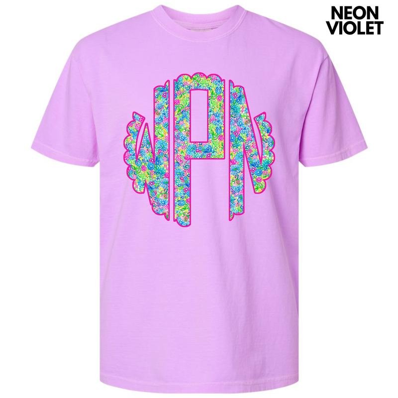 Neon Exotic Monogram Comfort Colors T-Shirt 'NLB' Hoodie, Sweatshirt | PureTeeCo.com