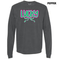 Neon Lucky Checkered Long Sleeve Comfort Colors T-Shirt 'NLB' Hoodie, Sweatshirt | PureTeeCo.com