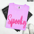 Neon Pink Spooky Fluffy Patch Comfort Colors T-Shirt Hoodie, Sweatshirt | PureTeeCo.com