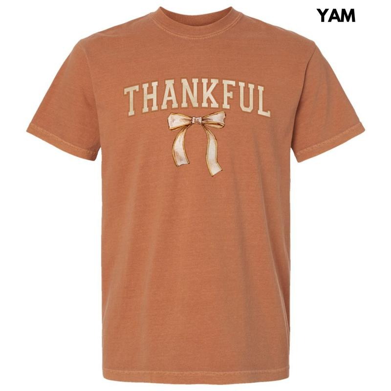 Neutral Thankful Bow Comfort Colors T-Shirt 'NLB' Hoodie, Sweatshirt | PureTeeCo.com
