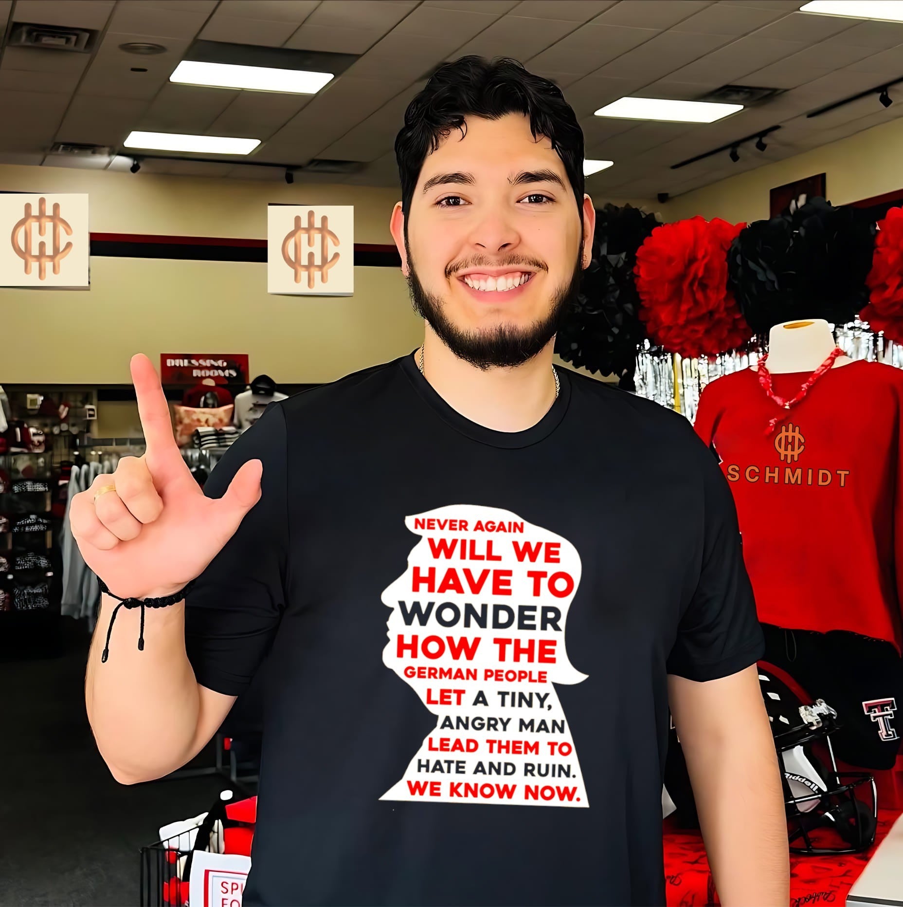 Never again will we have to wonder how the German people let a tiny angry man lead them to hate and ruin we know now shirt