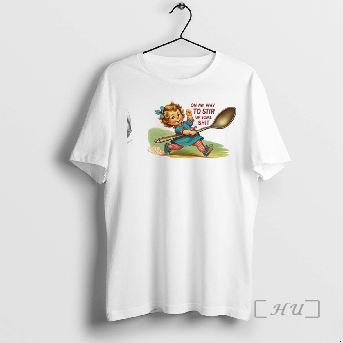 New Baby Girl With Spoon On My Way To Stir Up Some Shit Graphic Premium T-Shirts, Hoodie, Sweatshirt | PureTeeCo.com