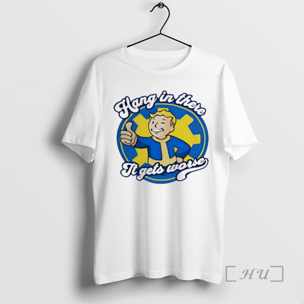 New Hang In There It Gets Worse Vault Boy T-Shirts, Hoodie, Sweatshirt | PureTeeCo.com