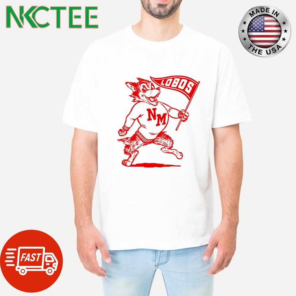 New Mexico Lobos Mascot triangle flag shirt