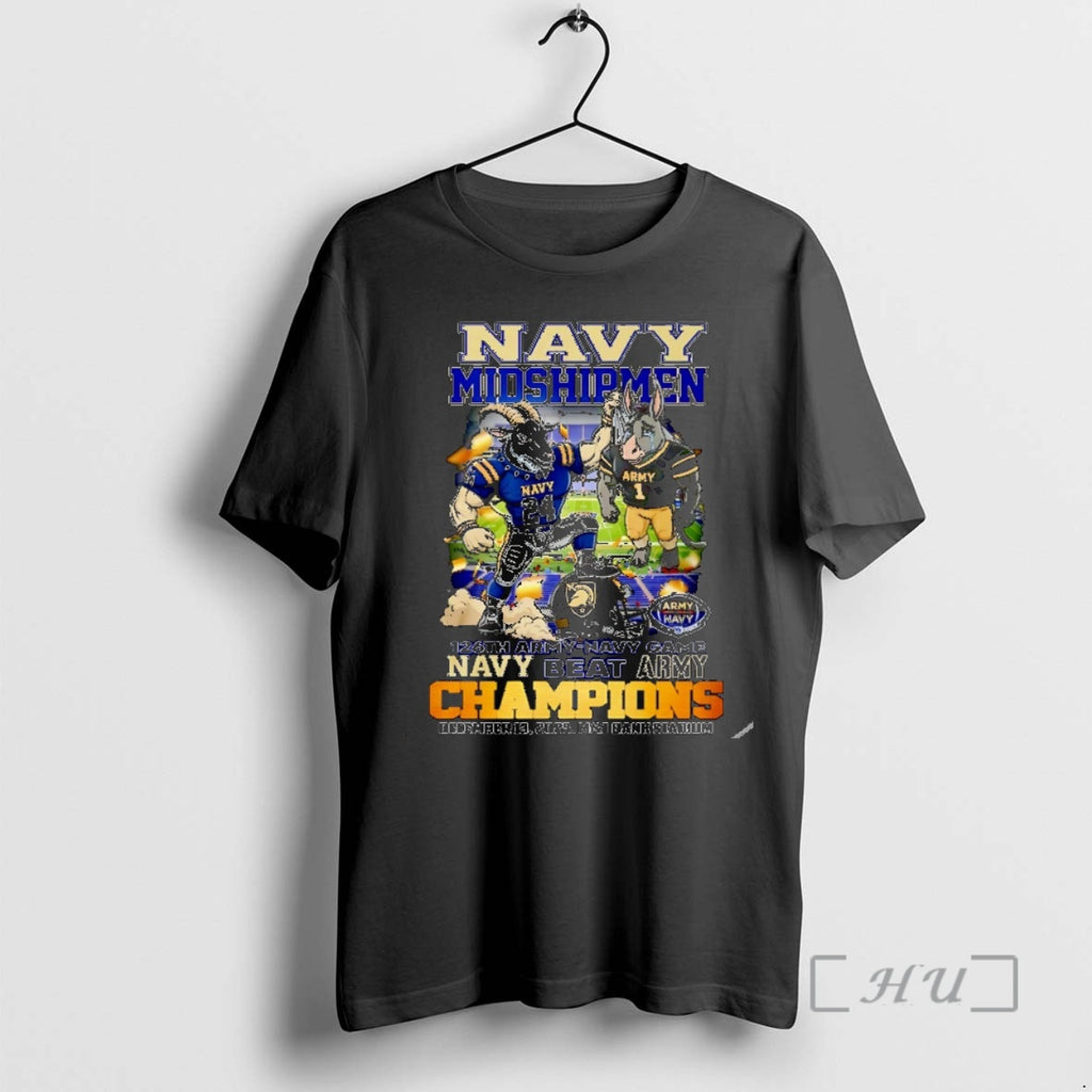 New Navy Midshipmen Beat Army 2025 126th Amry Navy Game Champions Mascot Christmas Premium T-Shirts, Hoodie, Sweatshirt