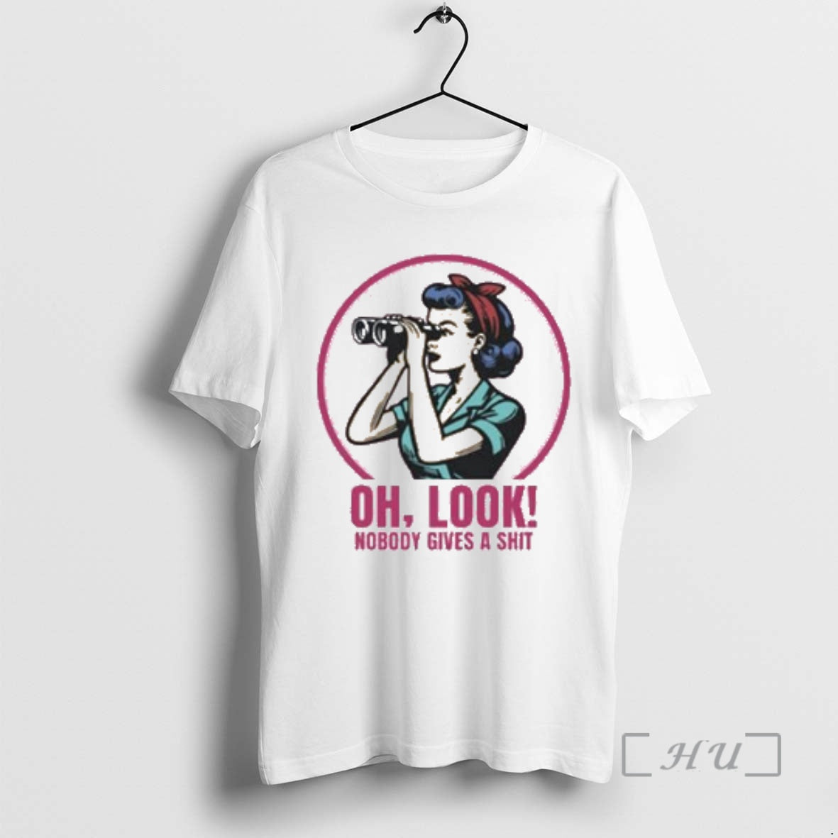 New Oh Look Nobody Gives A Shit Circle White T-Shirts, Hoodie, Sweatshirt | PureTeeCo.com