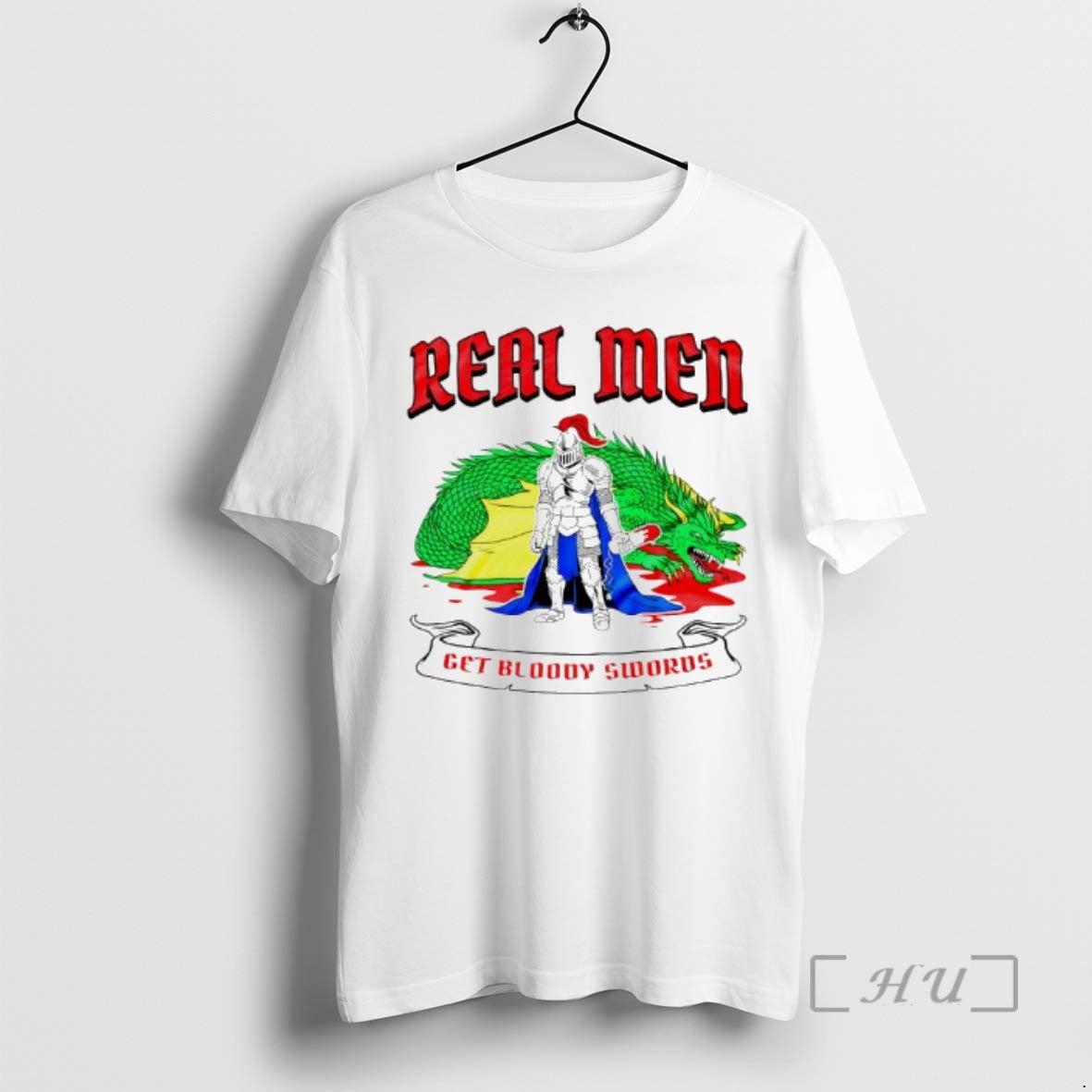 New Real Men Get Bloody Swords Knight Defeated Dragon T-Shirts, Hoodie, Sweatshirt | PureTeeCo.com