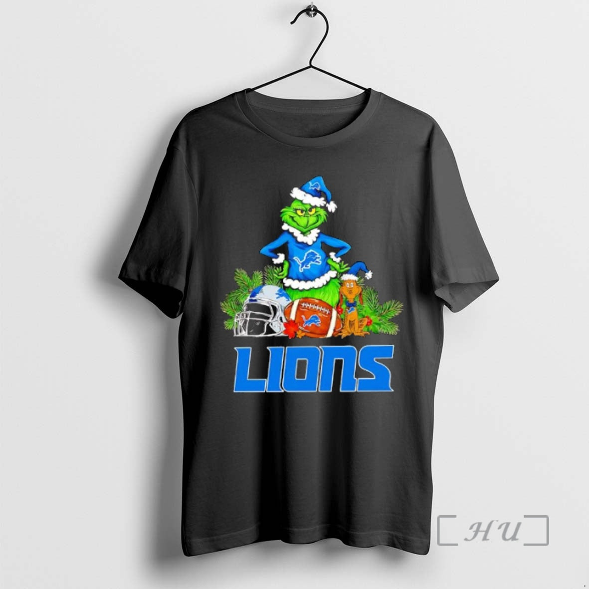 New The Grinch And Max Detroit Lions Christmas Helmet Items T-Shirts, Hoodie, Sweatshirt | PureTeeCo.com
