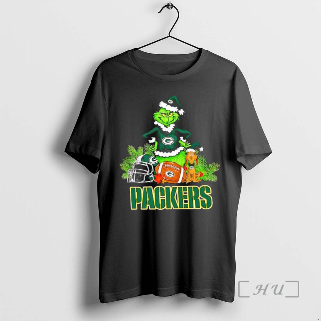 New The Grinch And Max Green Bay Packers Christmas Helmet Items Premium T Shirts Sweater Hoodie, Sweatshirt | PureTeeCo.com