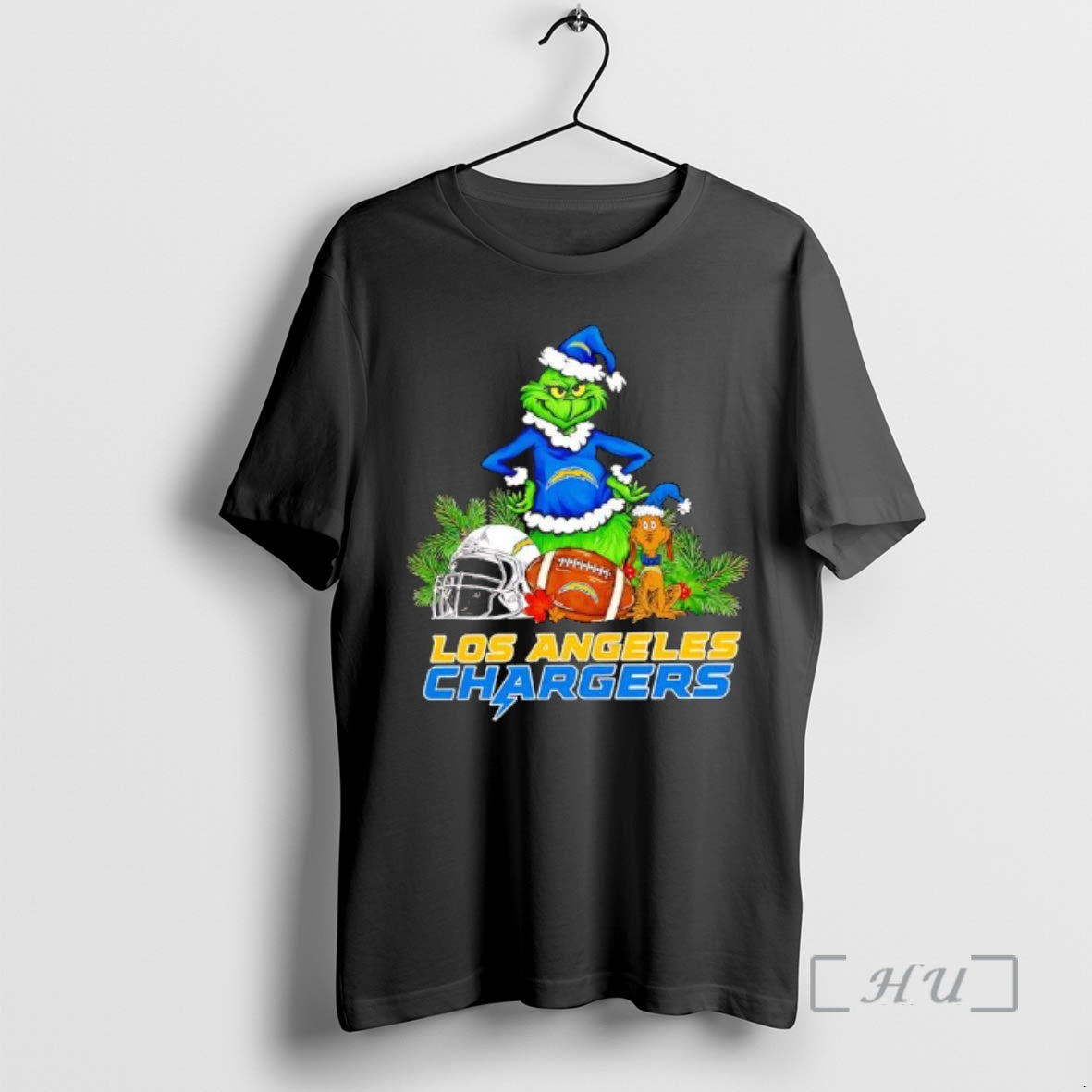 New The Grinch And Max Los Angeles Chargers Christmas Helmet Items Premium T Shirts Sweater Hoodie, Sweatshirt