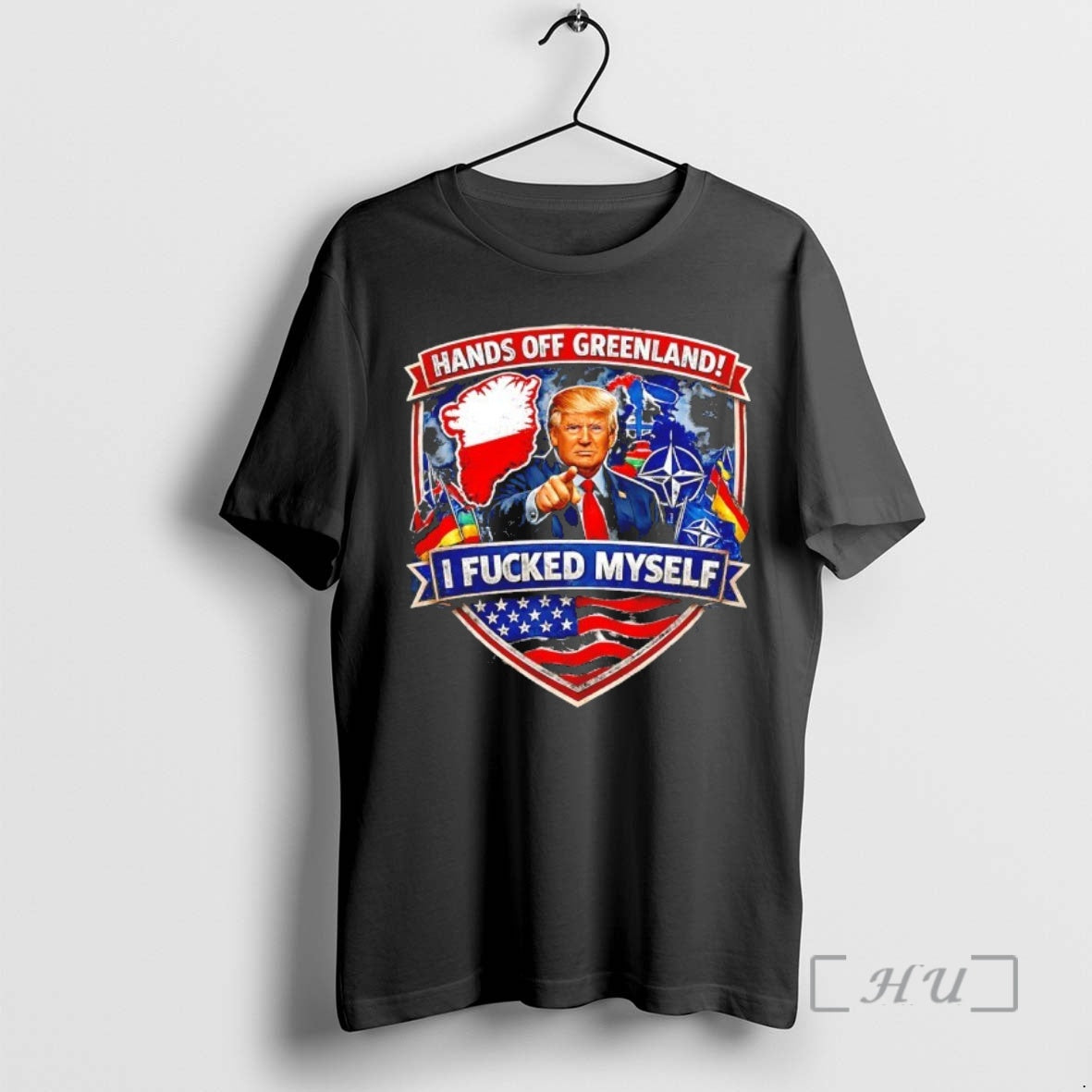 New Trump Hands Off Greenland I Fcked Myself Logo T-Shirts, Hoodie, Sweatshirt | PureTeeCo.com