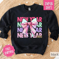 New Year Bow Sweatshirt, NYE 2025 Crewneck,  Happy New Year Sweater T-Shirts, Hoodie | PureTeeCo.com