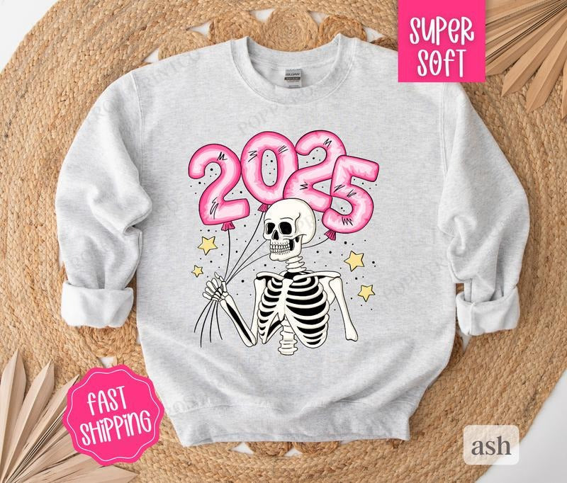 New Years Sweatshirt, NYE 2025 Sweater, Happy New Year Crewneck T-Shirts, Hoodie | PureTeeCo.com