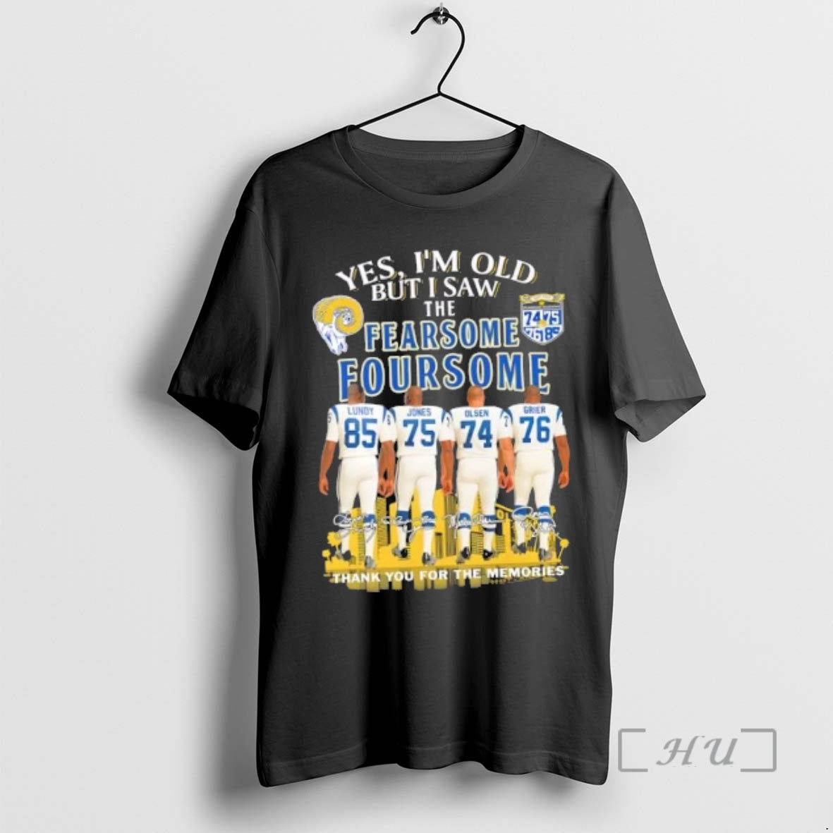 New Yes Im Old But I Saw The Fearsome Foursome Lundy Jones Olsen Grier Los T-Shirts, Hoodie, Sweatshirt | PureTeeCo.com